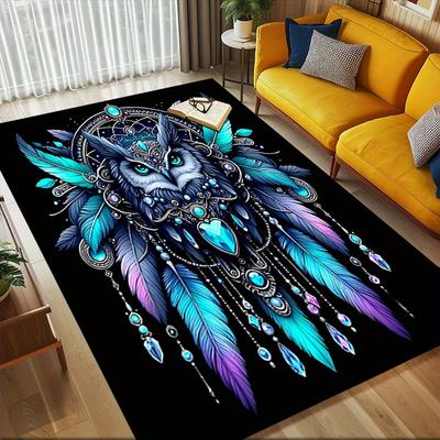 1pc Dreamcatcher Owl Themed Rug for Home Decor, Non-slip Office Carpet, Chair Mat, Outdoor Mat, Christmas and Halloween Gifts-0731140