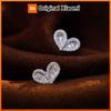 Huitan Silver Color Heart Stud Earrings Luxury Paved Geometric Cubic Zircon Fashionable Love Earrings for Women Hot Sale Jewelry