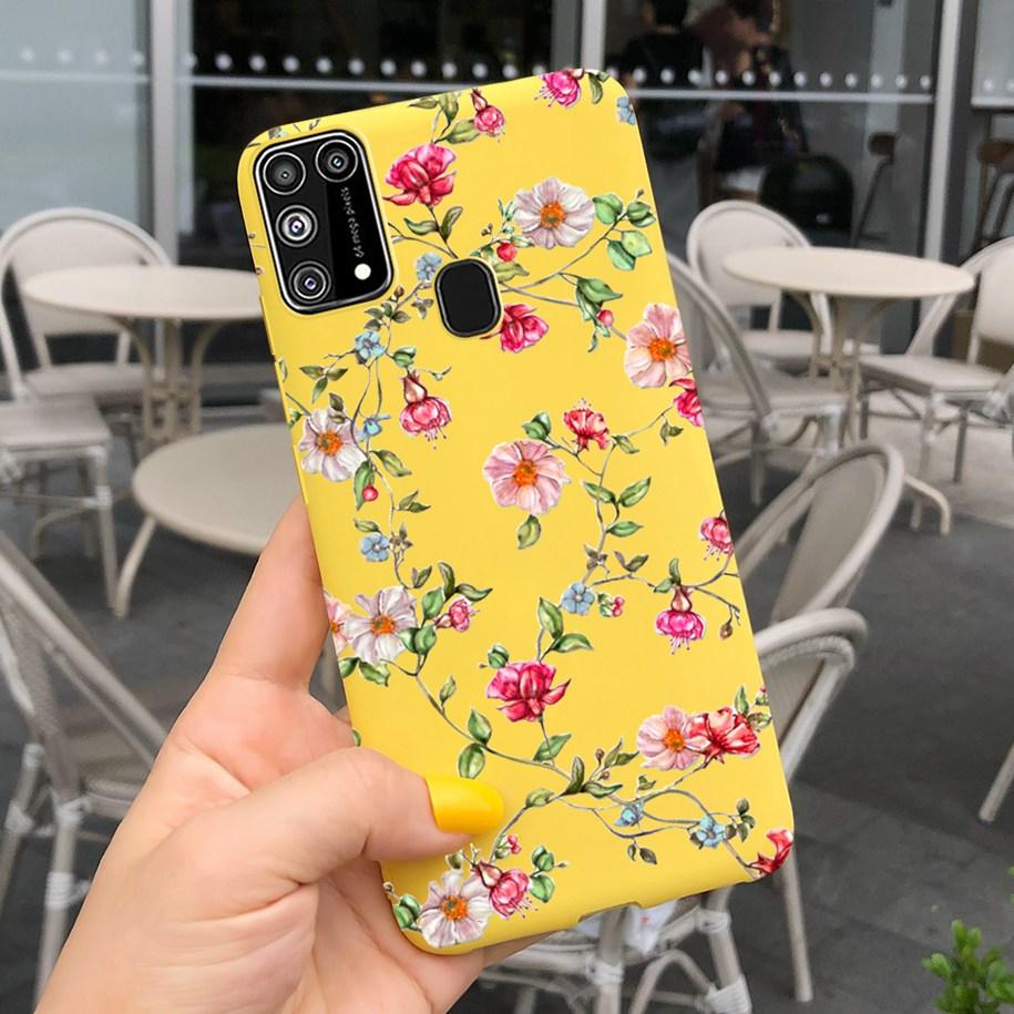 Silikonový kryt Pro Samsung M31 M 31 Obal Čerstvá květina Pírko Nárazuvzdorný kryt telefonu Pro Samsung Galaxy M31s M31 s M315 M317 Etui