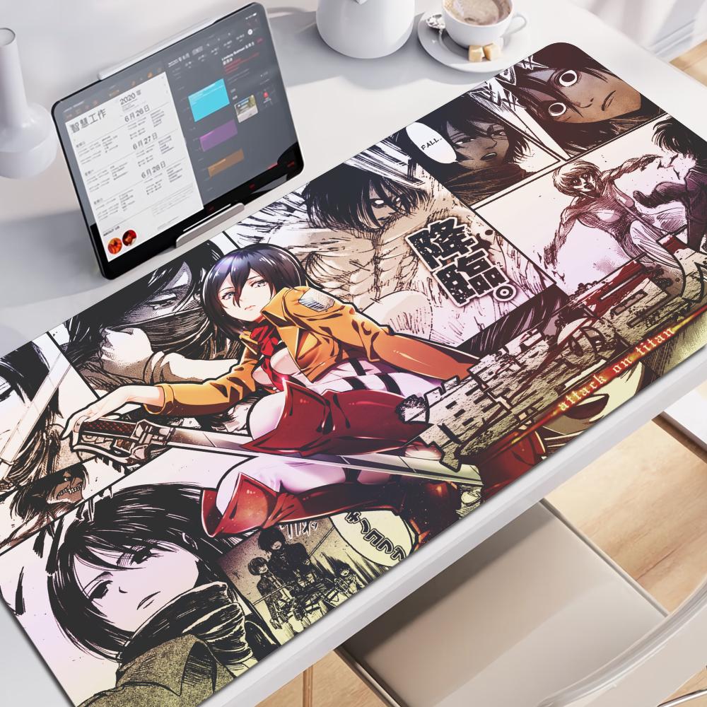 Anime Mouse Pad Large Xxl Laptop Mikasa Kawaii Girl Keyboard Rug Pc Gamer Cabinet Mousepad Attack On Titan Gaming Desk Mat