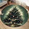 Runder Teppich mit Weihnachtsbaum-Motiv – Festlicher Kiefernbaum mit Kugeln und Sternenhimmel-Design für festliche Wohnungsdekoration