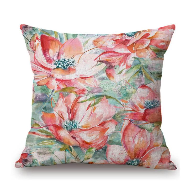 Spring Flower Oil Painting Poppy Sleeping Lily Hydrangeas Peony Home Decoration Art Sofa Throw Pillow Case Linen Cushion Cover