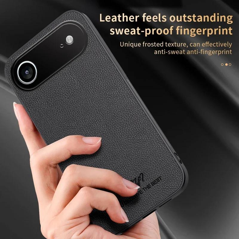 Car Magnetic Cover for Iphone 17 Pro Max 17 Air Luxury Leather Matte Soft Frame Protective Back Case for Iphone 17 16E 16Promax