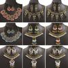 Bohemian Crystal Jewelry Set Fashion Vintage Ethnic Gemstone Tassel Necklace Earrings Set