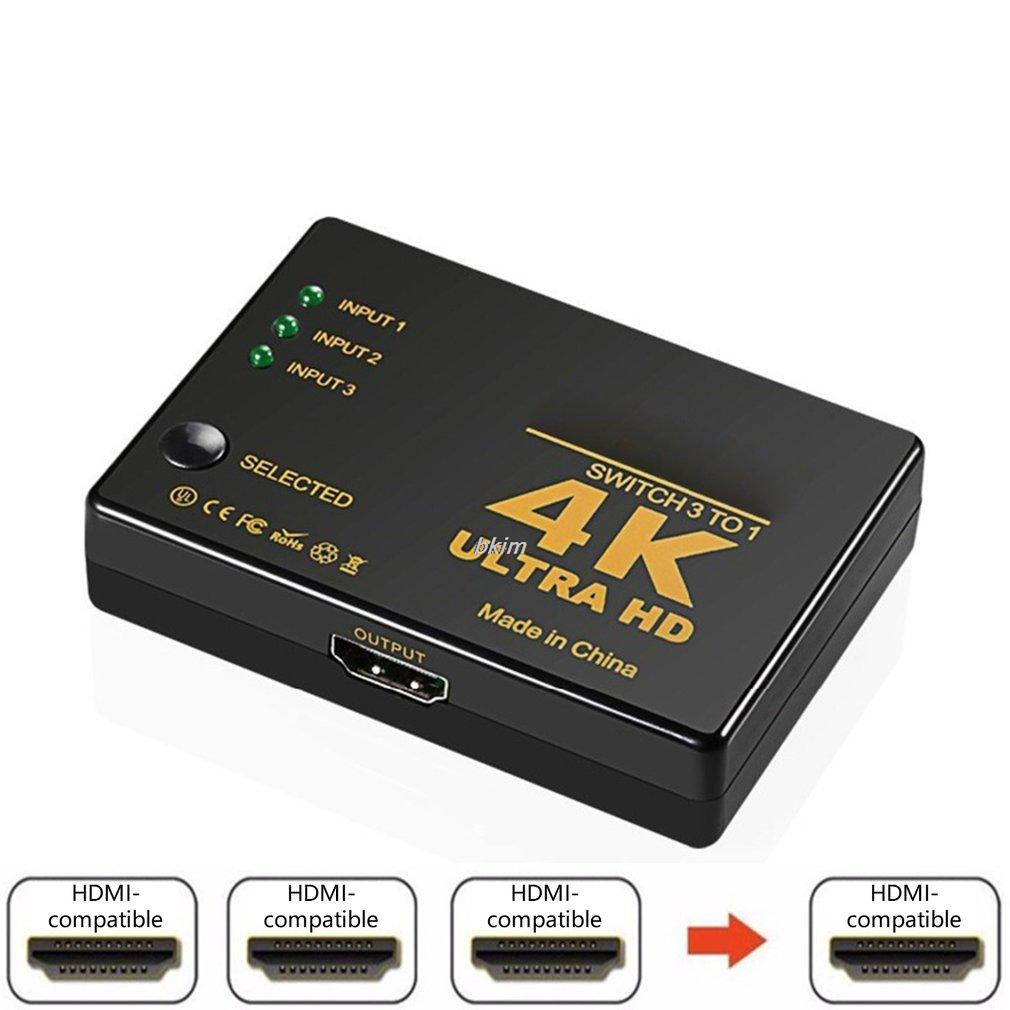 3 in 1 Out HDMI-compatible Switch 4K Switcher 1x3 Hub Adapter Converter for PS4/3 TV Box HDTV PC HD Video Cable Splitter
