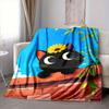 1pc Cat Flower Lightweight Flannel Blanket, Comfortable and Warm Blanket, for Office and Camping Sofa Bed003