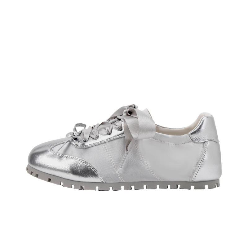 

Bow soft-soled flat-soled pink ballet shoes for women s 2025 spring and summer new casual versatile moral training shoes little white shoes 40 серебряный