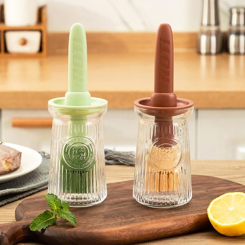 Hitzebeständiges Silikonöl-Pinsel- und Flaschenset Ergonomischer Griff zum Kochen, Backen, Grillen