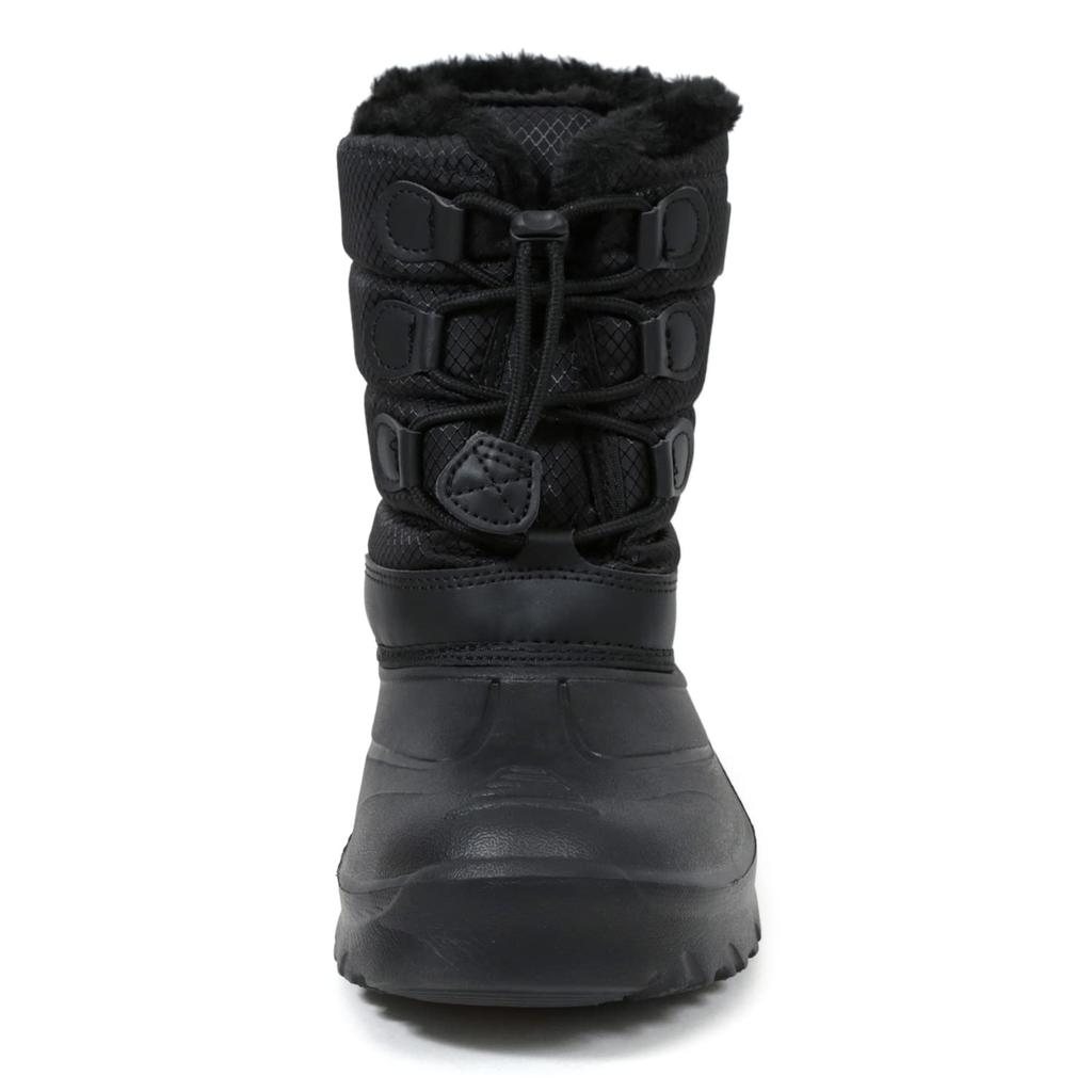 Akiriko Snow Boots, 4cm Waterproof, Cold Weather, Inner Boa, Drawcord, Junior Size, Boys, Black/Black, 22cm