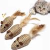 4PCS Sisal False Mouse Cat Toy Bite Resistance Interactive Cat Toy Simulation Mice Sound Kitten Self-Playing Toy Cats Toy