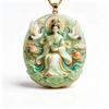 Ethnic Auspicious Gourd Statue Imitation Jade Pendant Necklace Vintage Jewelry For Women Traditional Outfit Accessory Gift