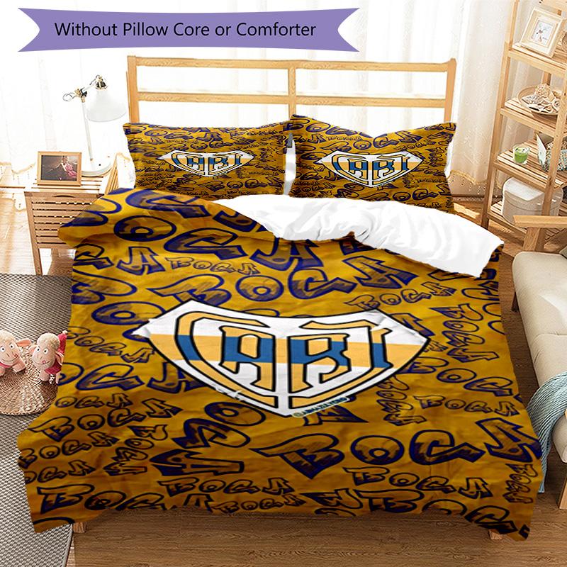 Boca Juniors Football Club Design Pattern Duvet Cover Set – includes 1 duvet cover and 2 matching pillowcases Bedroom decor Christmas gifts