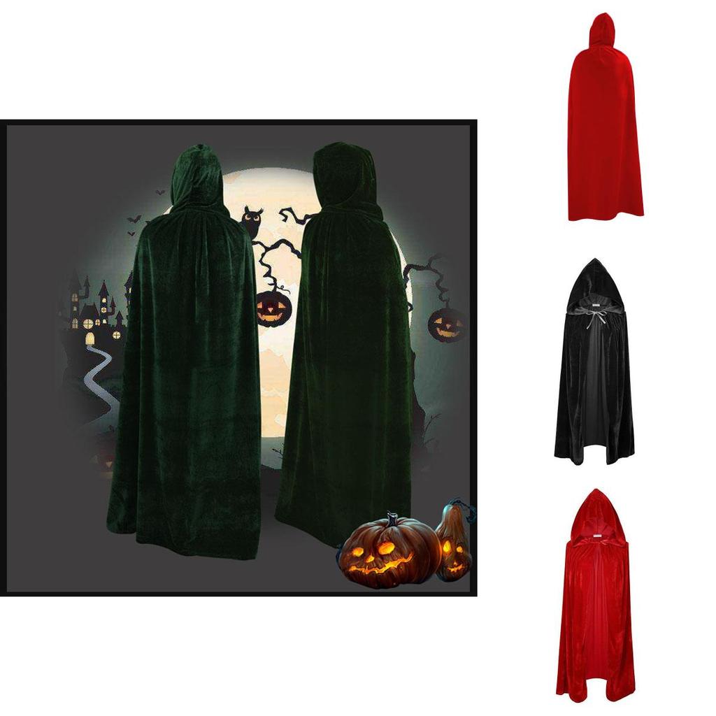 Vibrant Velvet Cloak With Hood In Multiple Colors For Halloween Festivities