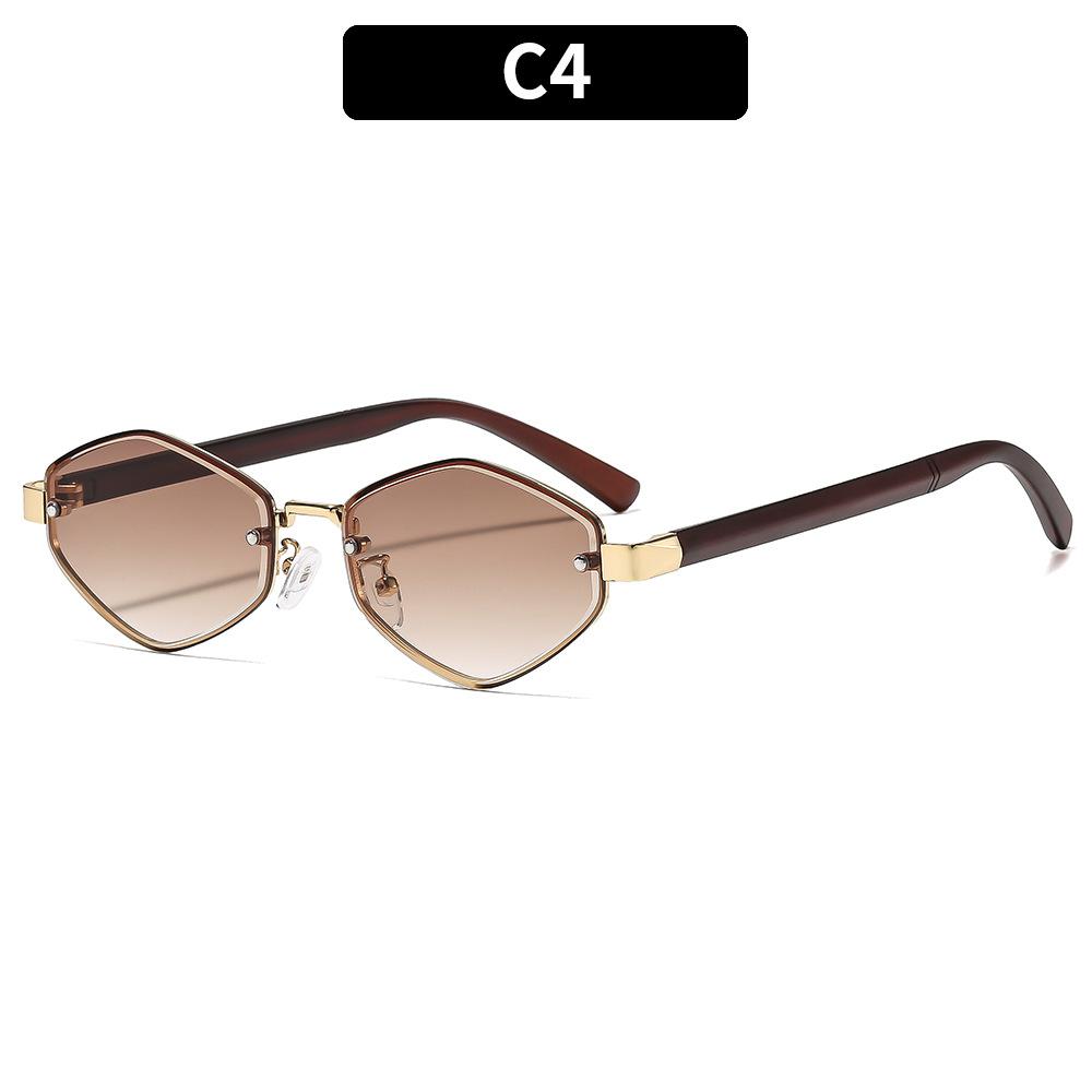 Women's sunglasses, men's and women's retro polygonal metal sunglasses
