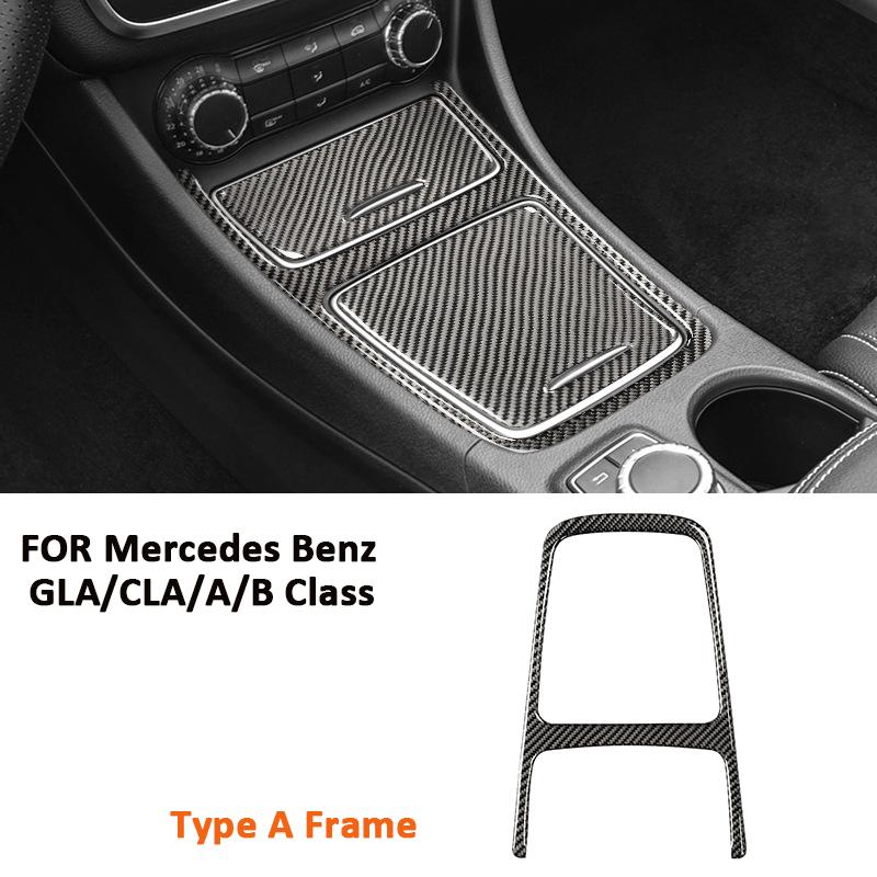 Kohlefaser Auto Mittelkonsole Aufbewahrungsbox Panel Verkleidung Abdeckung Dekoration Innenraum Aufkleber Für Mercedes Benz GLA CLA A B Klasse
