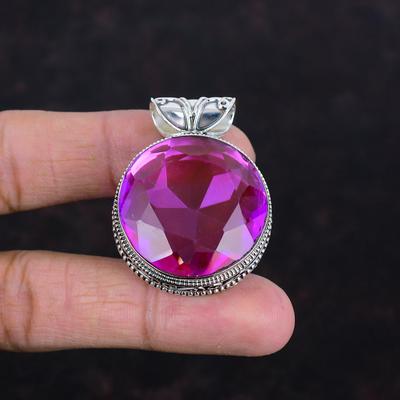 Faceted Pink Tourmaline Gemstone Pendant Handmade Vintage Pendant 925 Sterling Silver Pendant Antique Jewelry Gifts for Him Stylish Pendant