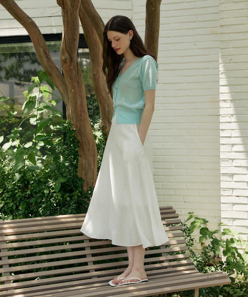 ADAUL Flare Line Summer Cool Long Skirt - White