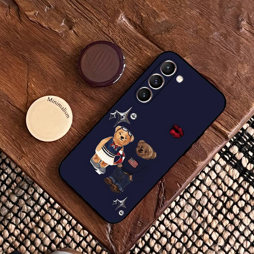 D-CartoonS Bear R-PoloS Phone Case Black Ultra-thin Shockproof Case For Samsung S24/S25/S22/S30/Note20/Lite/Ultra/5G/Plus/FE