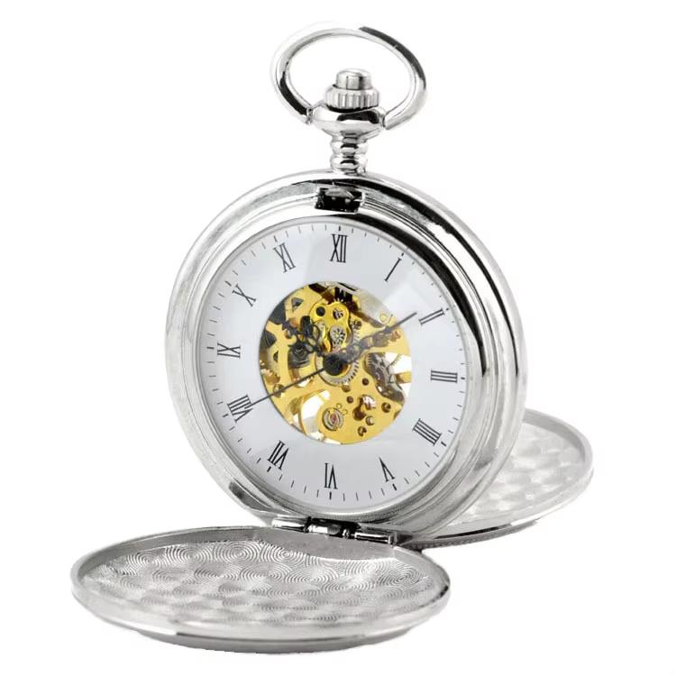 Luxury Antique Pocket Watch High Quality Gold Color Double Glossy Cover Custom LOGO Acceptable Mechanical Pocket Watch