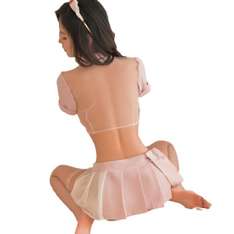 Sexy Lingerie Uniform Seduction Nurse Cosplay Sweet Perspective Top Sexy Pleated Skirt Split Suit Sao