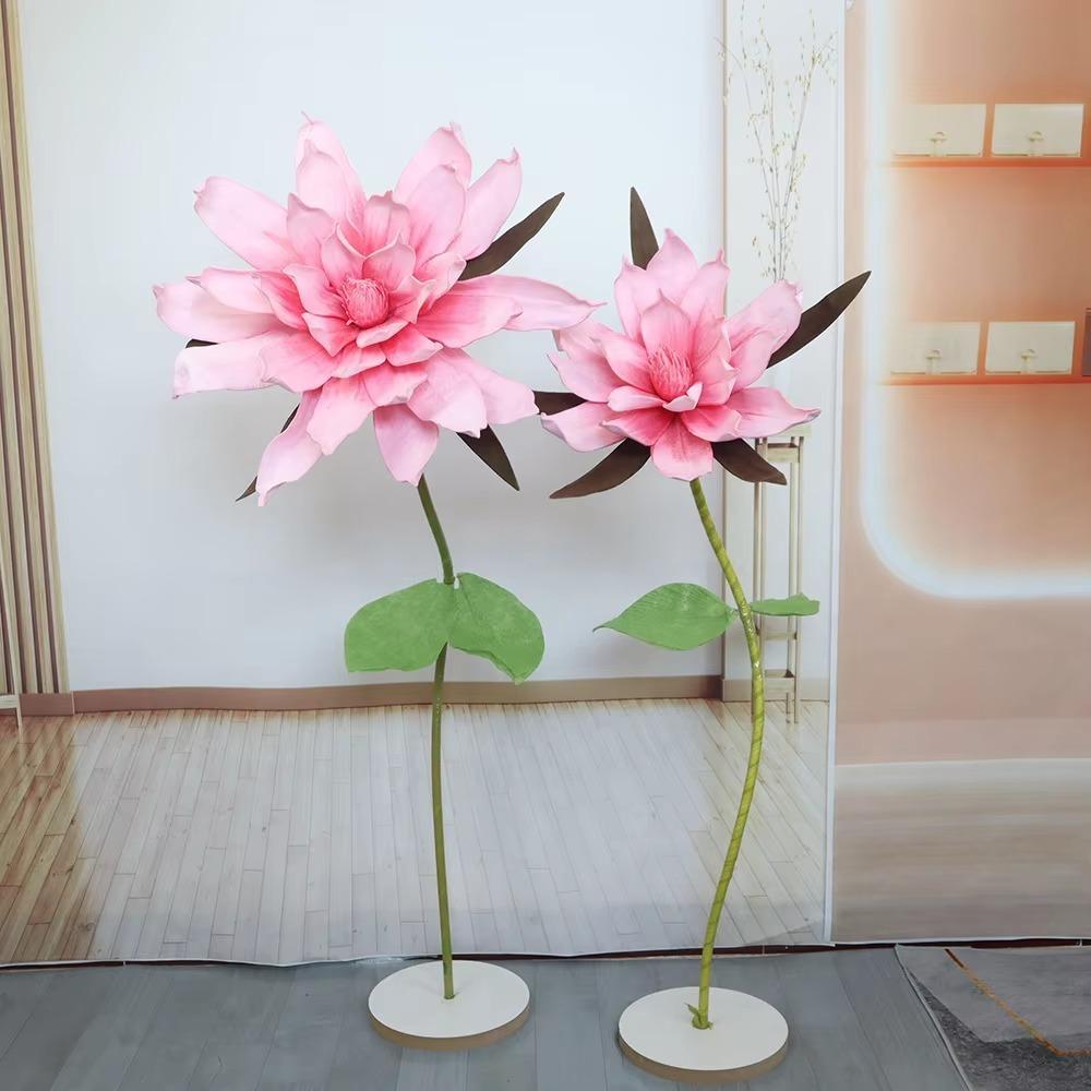 45/60cm PE Foam Flower Pink Fake Flowers Head New Artificial Magnolia Flower  Photographic Props