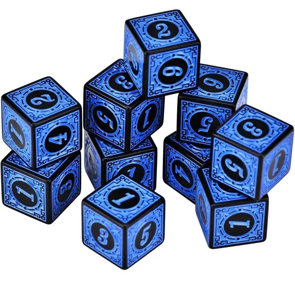 

10 шт./пакет 16 мм D6 игровые кости квадратной формы ретро цифры многогранные кубики DND набор кубиков настольные игровые кости