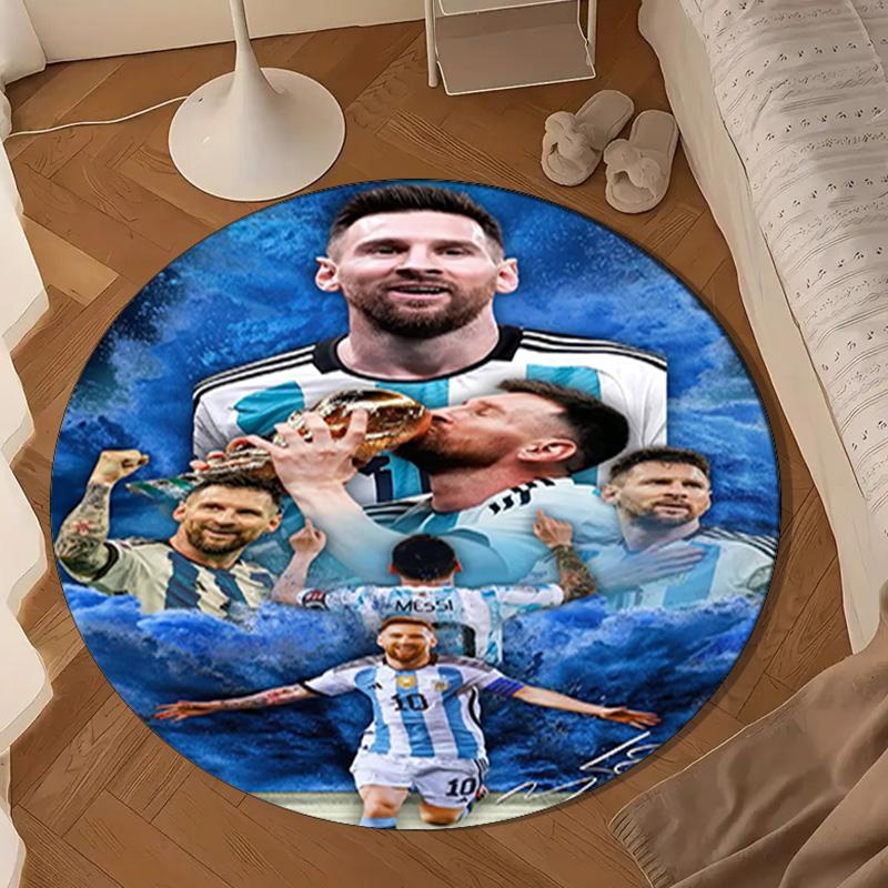 World Cup Celebration Messi Round Mat, Anti-slip Circle Carpet Chair Rug For livingroom,Bedroom, Doormat Home Decor Gift Christmas Gifts
