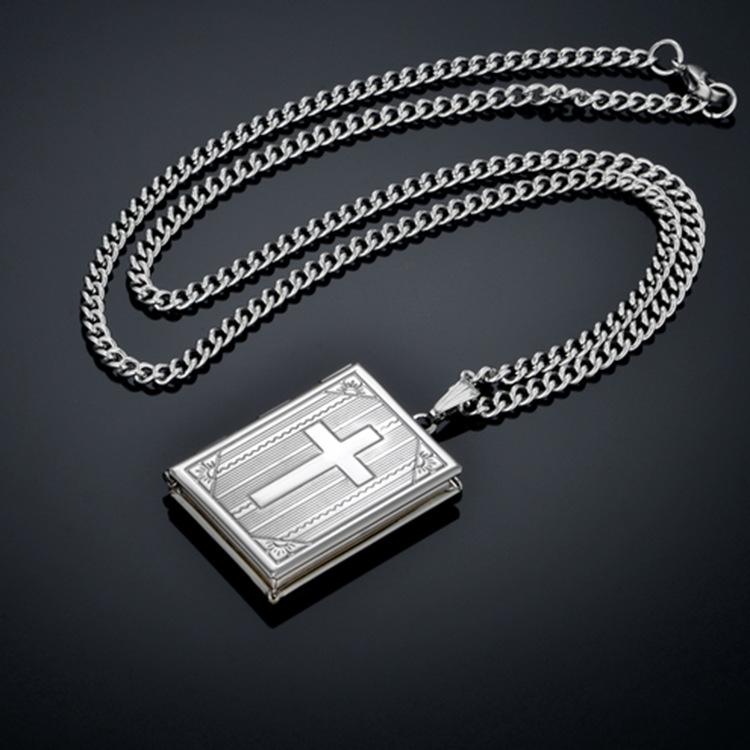 Popular Bible Magic Box Cross Brass Pendant Necklace