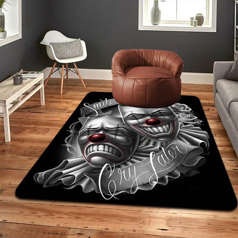 Laughing Crying Clown Face Rug Floor Mat for Living Room or Bedroom Soft and Comfortable Carpet a Gift for Birthday and Holiday.ZFF0913290