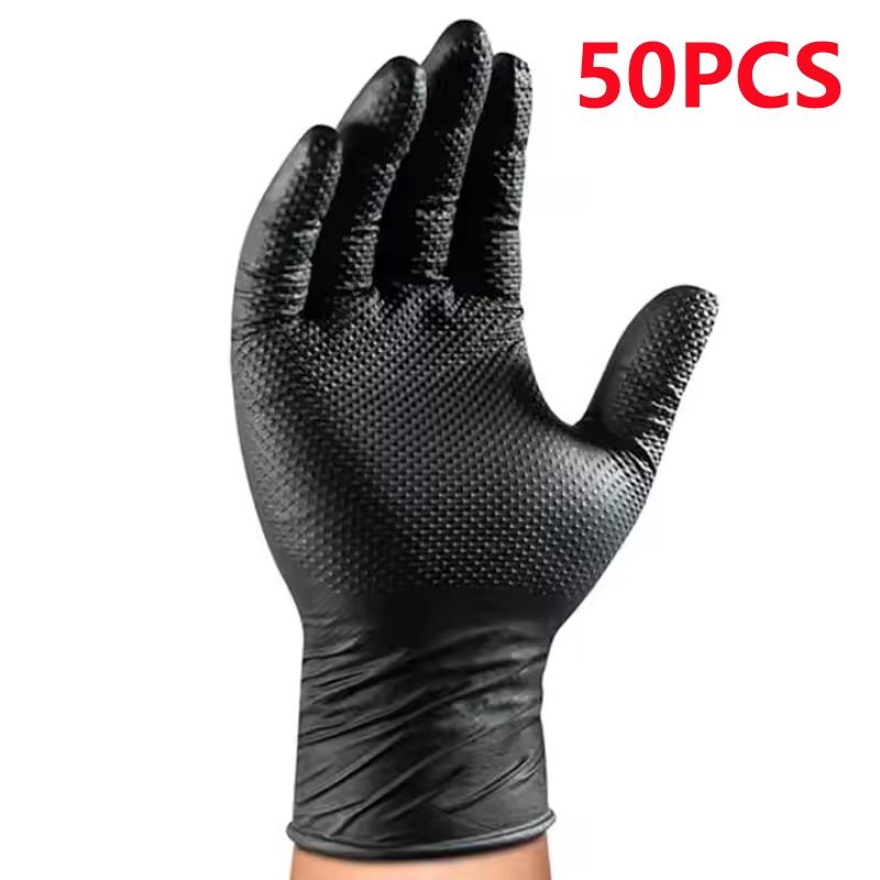 Black Nitrile Gloves Disposable 8-mil Latex Free Mechanic Gloves for Men Heavy Duty Diamond Textured Industrial Mechanic Gloves