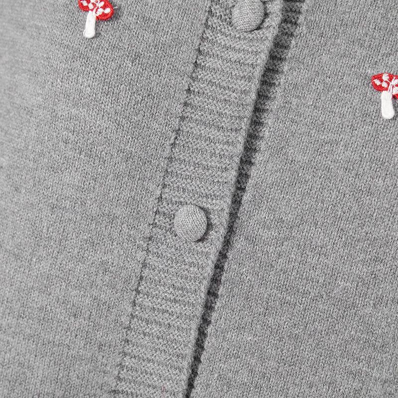 Mushroom Embroidered Knit Cardigan