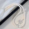 Collier Chaîne de Clavicule Design Perle d'Eau Douce Blanche Cristal de Haute Qualité