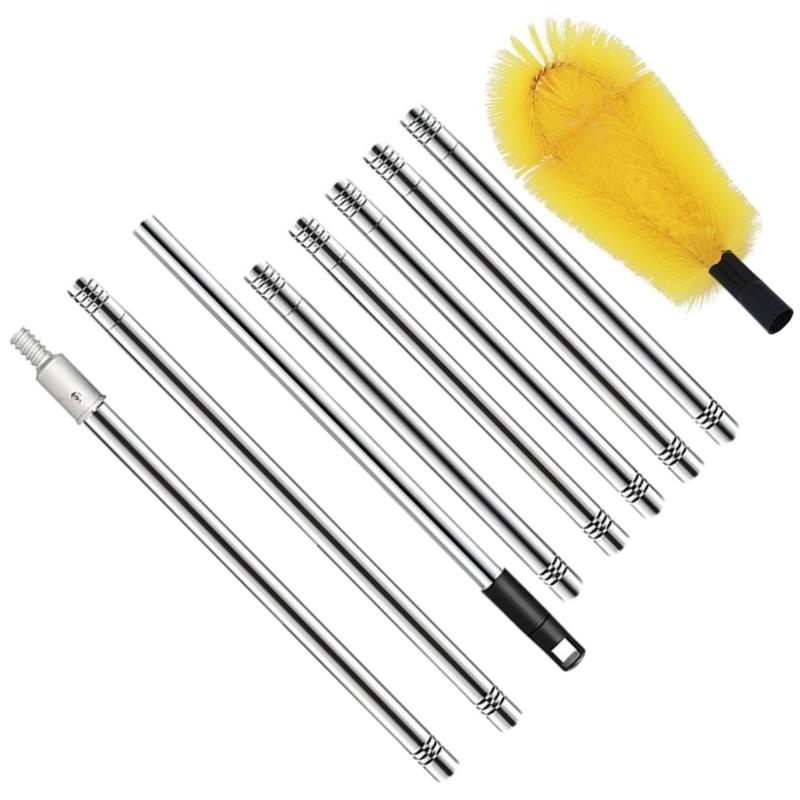 Portable Gutter Cleaning Tool Set with Double Brush Heads Sturdy Stainless Steel Materials for Efficient Outdoor Use