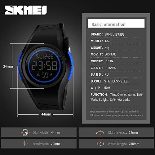 MASTOP Men's and Women's Cool Black Resin Strap Digital Sports Watch with Waterproof Stopwatch, Black, Digital.