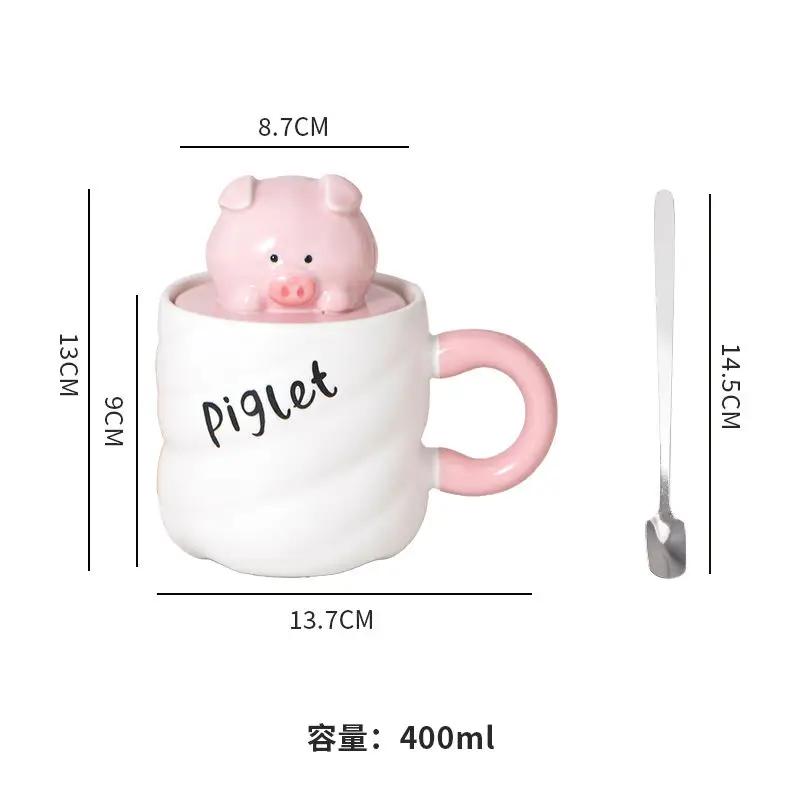 Marshmallow Animal Ceramic Cup,drinking Cup Household with Lid Spoon Underglaze Color Couple Cute Mug Microwave Oven Can Be Used