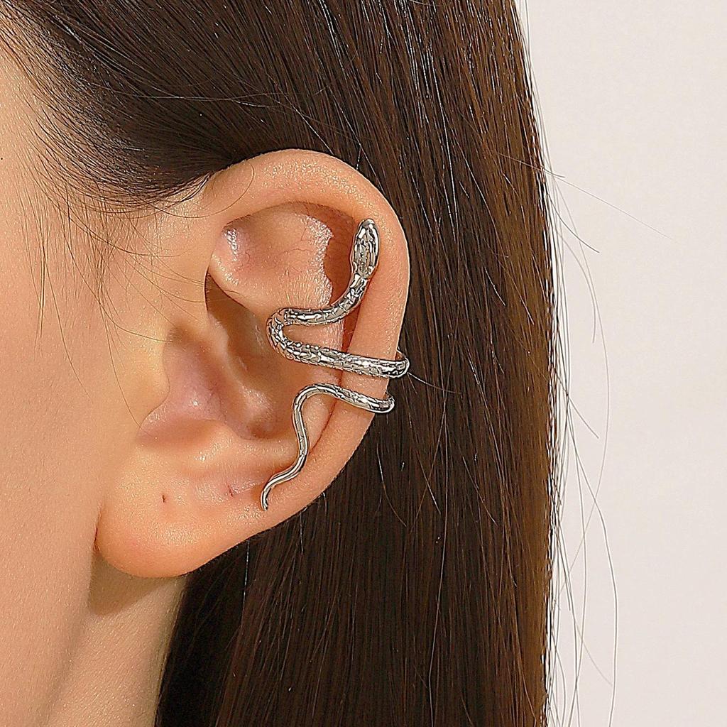 Elegant Diamond Snake Ear Clips - Non-Pierced, Minimalist Fashion, Niche Design