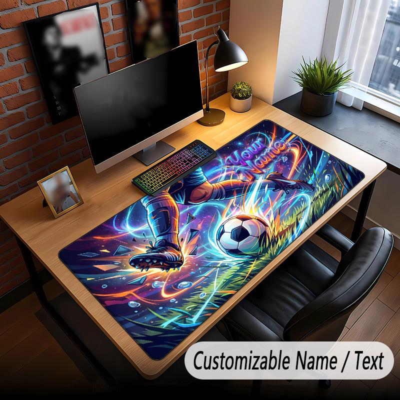 Soccer Theme Custom Mouse Pad Personalized With Name Text Customized Desk Mat For Office Home Decor