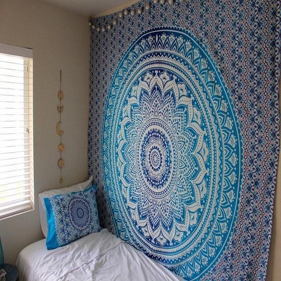 Blue Ombre Tapestry- Wall Hanging Tapestries | Hippie Tapestry| Indian Mandala Tapestry| Psychedelic Large Tapestry | 100% Cotton Tapestry