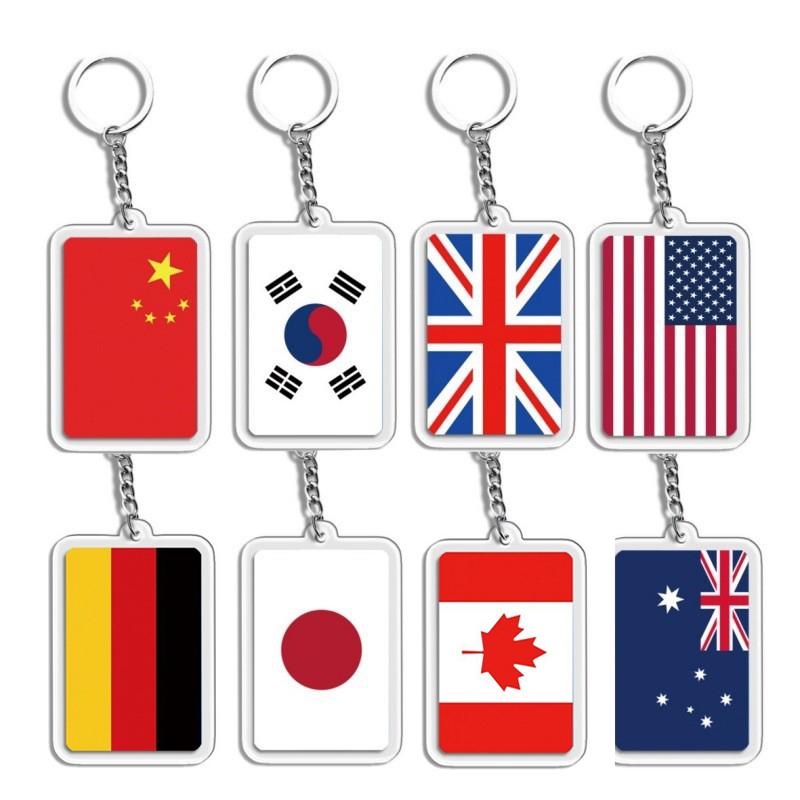 1PC Acrylic Fashion Key Holders Charm Keyring Gifts Car Decor Flag Key Chain Flag Key Chains Flags Bag Pendants