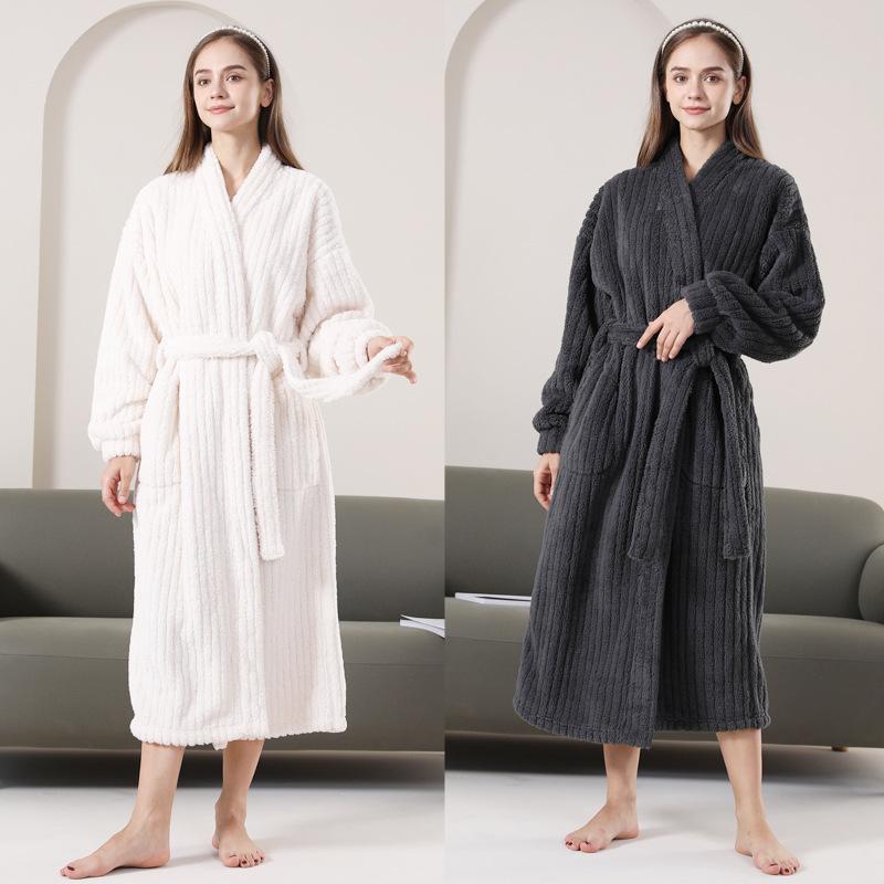 Warm Nightgown Women'S Autumn And Winter Coral Fleece Thickened Fleece Yukata Women'S Pajamas Robe Winter