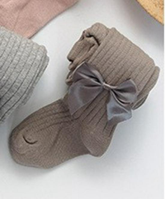 Infant Girls' White Footed Tights with Bow, Spring/Autumn Leggings Bodysuit