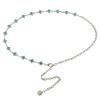 European and American Fashionable Blue Rhinestone Waist Chain for Women Simple Matching Dress Decorative Metal Waist Chain for Women