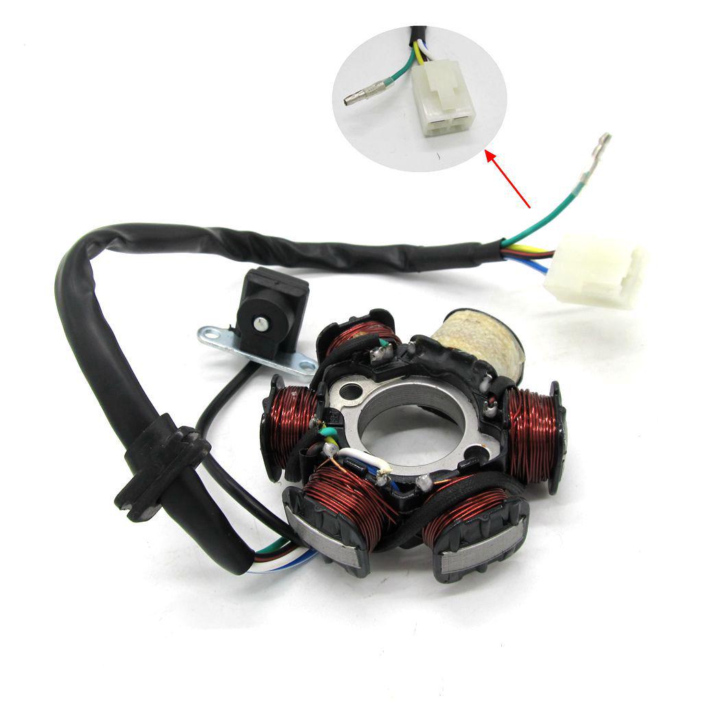 Horizontal Motorcycle Magneto Stator Coil, 6-Pole, Half Wave, 50-125cc ATV