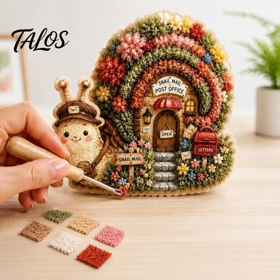 Educational Art Activity for Adults 3D House Theme Fabric Punch Needle Kit Beginners & Adults, Complete DIY Decorative Fantasy Home Ornament