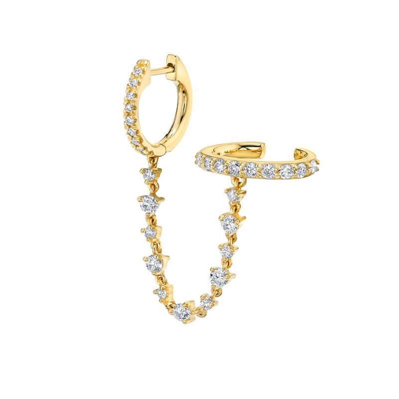 925 Silver Needle Long Chain Stud Earrings For Women Exquisite Zircon Geometric Tassel Pendant Earrings Luxury Jewelry