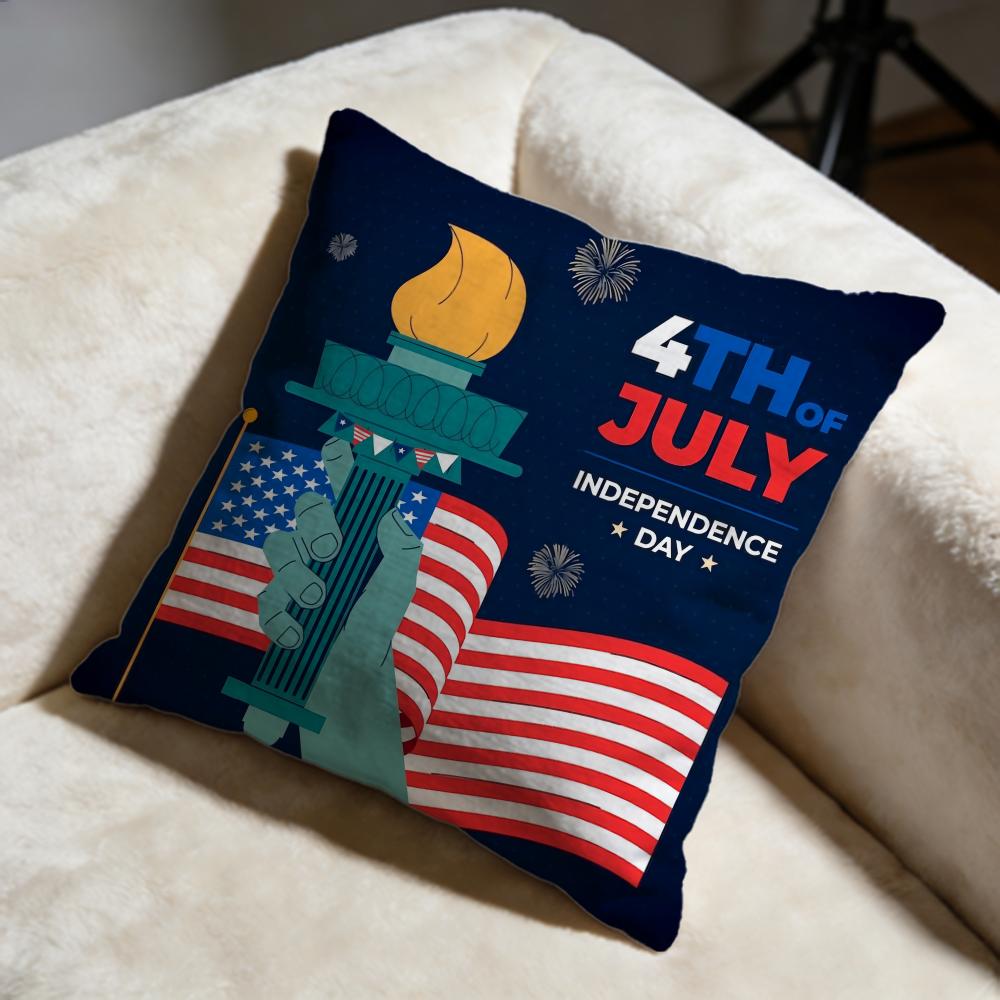 Independence Day Cushion Cover Soft Decorative Pillow Case Suitable for Bedroom Sofa Car Travel Use