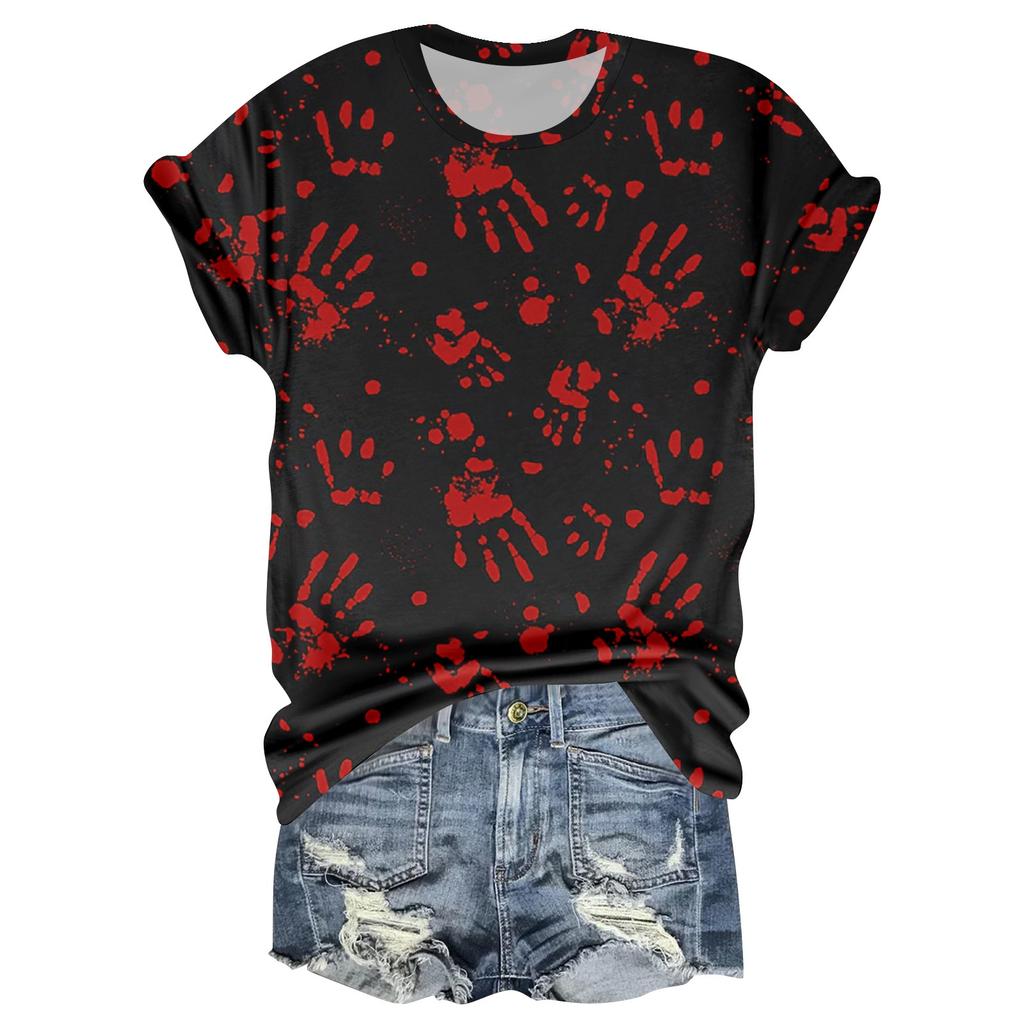 Dámské ležérní tričko s kulatým výstřihem a krátkým rukávem s halloweenským potiskem