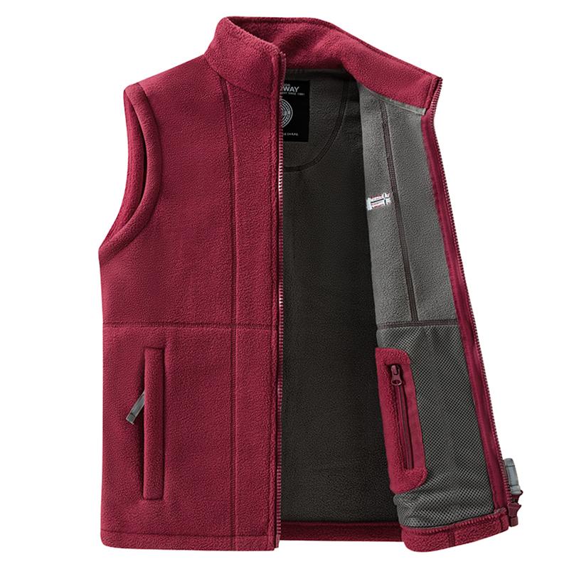 Autumn Men Casual Windproof Vest Jacket Winter Thick Stand Collar Polar Fleece Sleeveless Vest Outdoor Sports Waistcoat Male