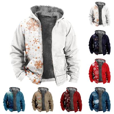 Chaqueta con estampado navideño para hombre Chaqueta con capucha y cremallera de tendencia informal de primavera y otoño para hombre