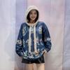 Plus Size Women's Hooded Sweater - Cartoon Print, Heavy-Duty, Warm, Loose-Fit Knit Top for Autumn/Winter